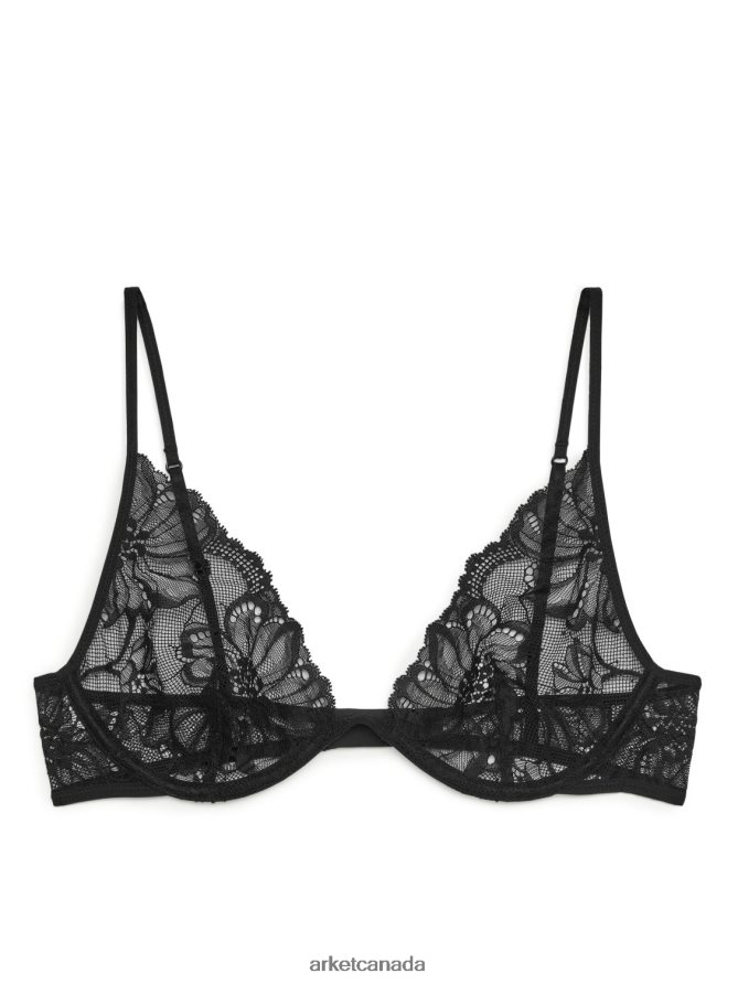 ARKET Clothing 4L826J566 Black Lace Wire Bra Women