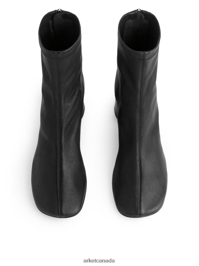 ARKET Footwear 4L826J699 Black Stretch-Leather Sock Boots Women