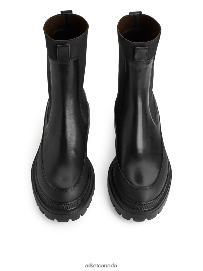 ARKET Footwear 4L826J724 Black Chunky-Sole Leather Boots Women