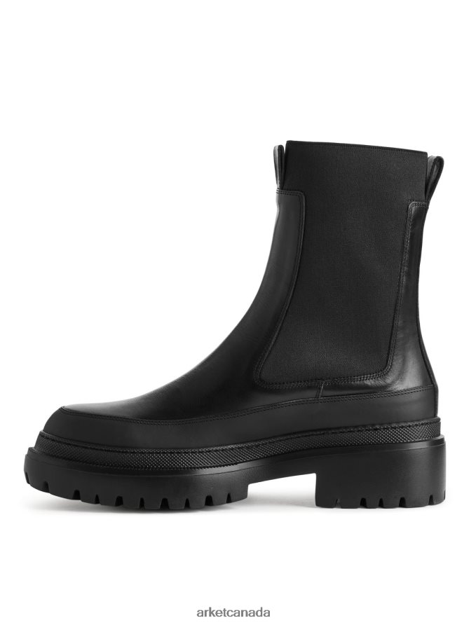 ARKET Footwear 4L826J724 Black Chunky-Sole Leather Boots Women