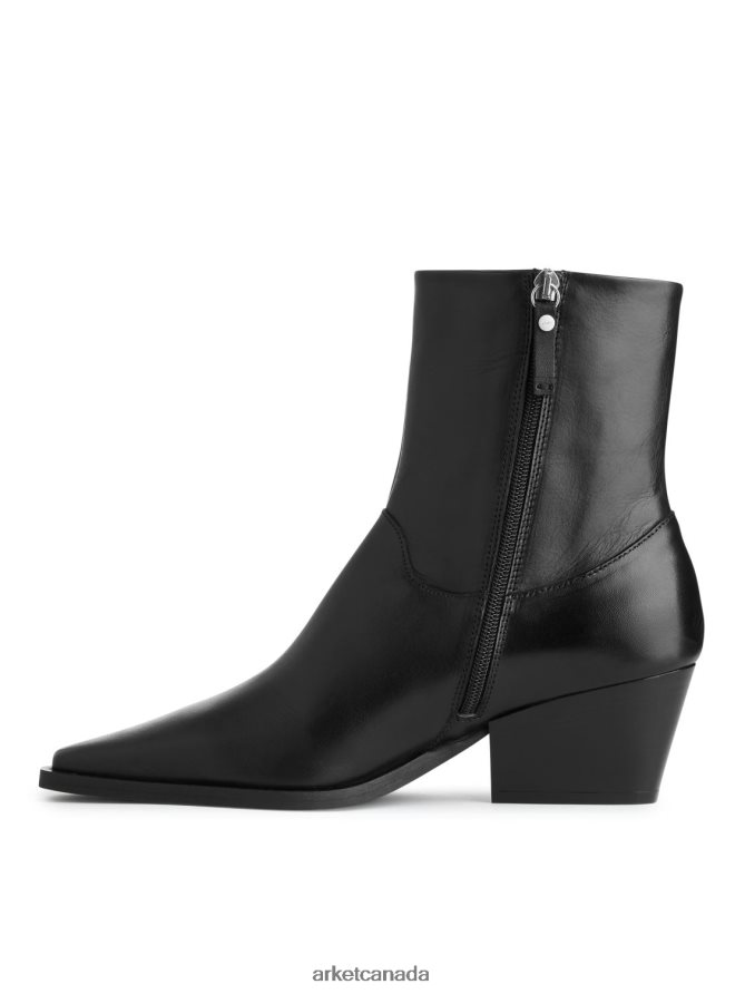 ARKET Footwear 4L826J726 Black Cowboy Leather Boots Women