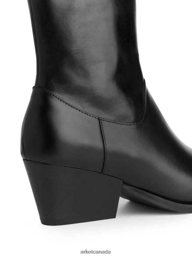ARKET Footwear 4L826J726 Black Cowboy Leather Boots Women