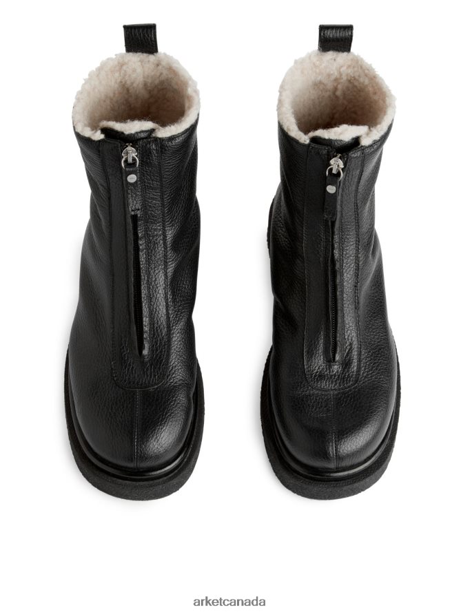 ARKET Footwear 4L826J732 Black Faux Fur Leather Boots Women