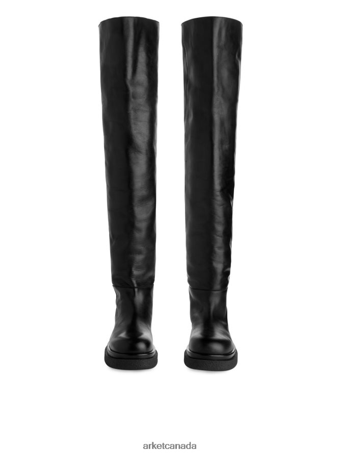 ARKET Footwear 4L826J735 Black Leather Over-the-Knee Boots Women