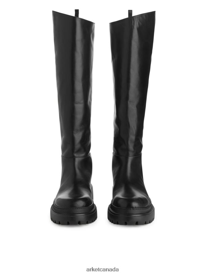 ARKET Footwear 4L826J740 Black High-Shaft Chunky Leather Boots Women