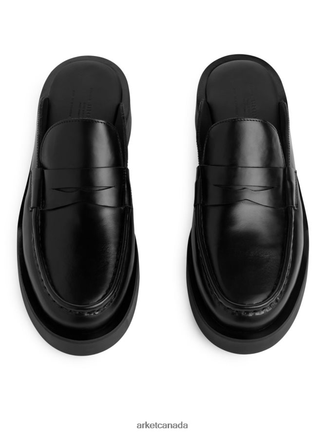 ARKET Footwear 4L826J685 Black Leather Slip-On Loafers Women