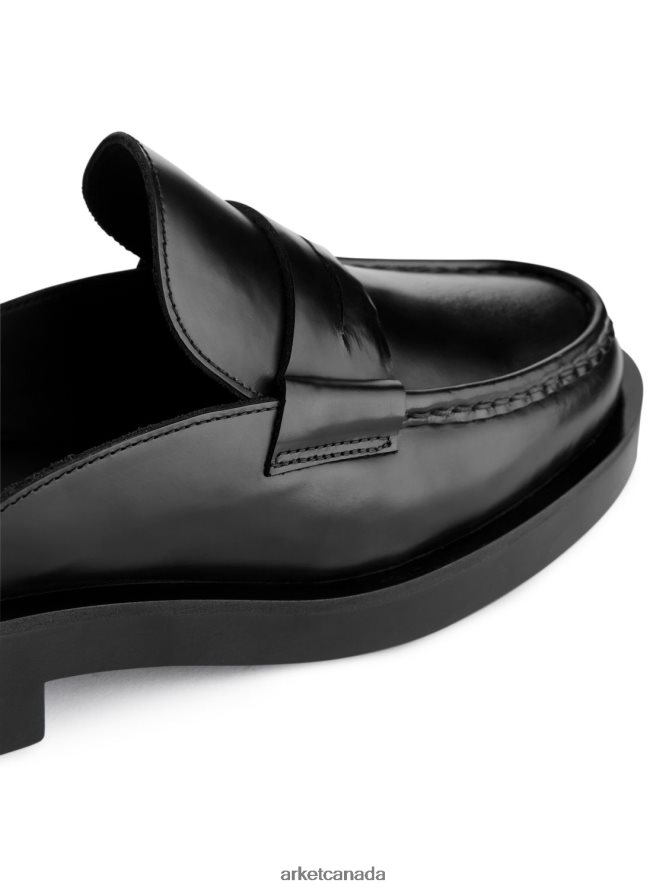 ARKET Footwear 4L826J685 Black Leather Slip-On Loafers Women