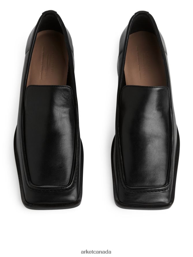 ARKET Footwear 4L826J689 Black Square-Toe Leather Loafers Women