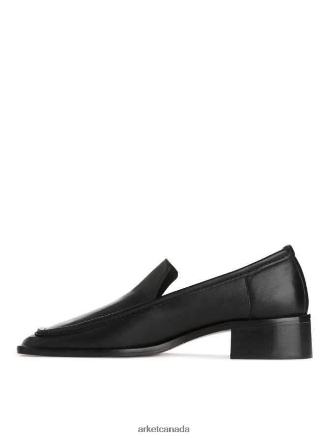 ARKET Footwear 4L826J689 Black Square-Toe Leather Loafers Women