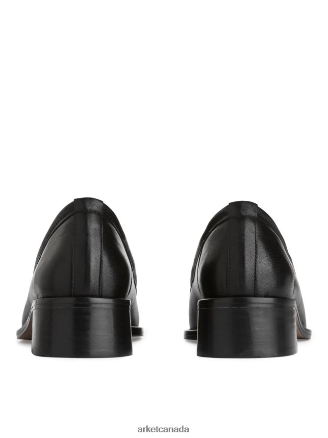 ARKET Footwear 4L826J689 Black Square-Toe Leather Loafers Women