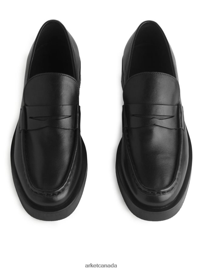ARKET Footwear 4L826J691 Black Leather Penny Loafers Women