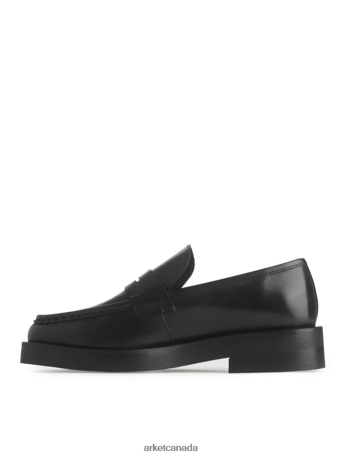 ARKET Footwear 4L826J691 Black Leather Penny Loafers Women