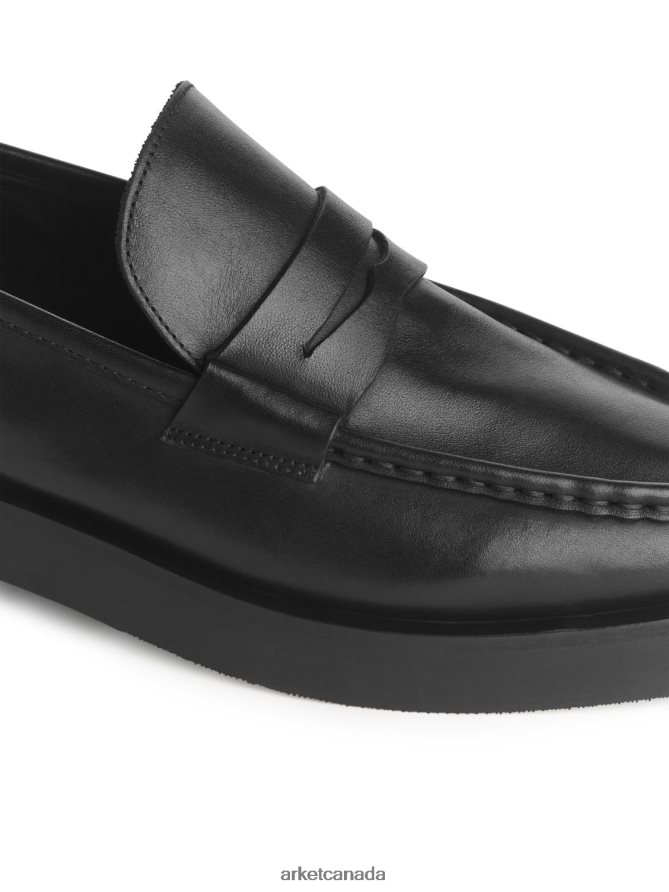 ARKET Footwear 4L826J691 Black Leather Penny Loafers Women