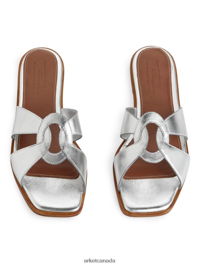 ARKET Footwear 4L826J702 Silver Flat Leather Slip-Ins Women