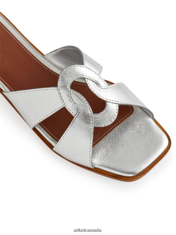 ARKET Footwear 4L826J702 Silver Flat Leather Slip-Ins Women