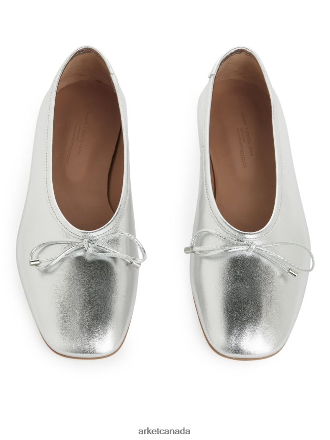 ARKET Footwear 4L826J714 Silver Leather Ballerinas Women
