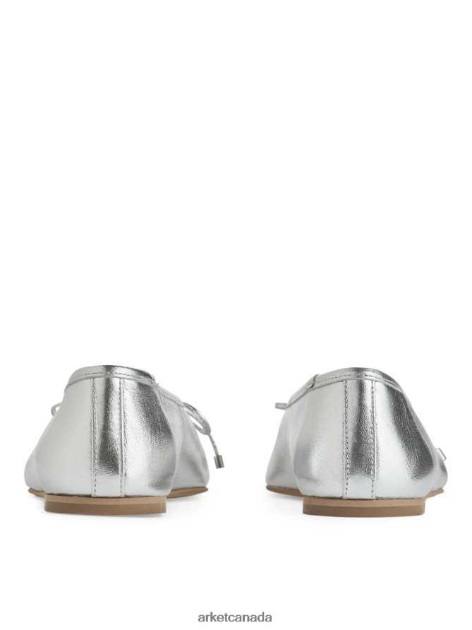 ARKET Footwear 4L826J714 Silver Leather Ballerinas Women