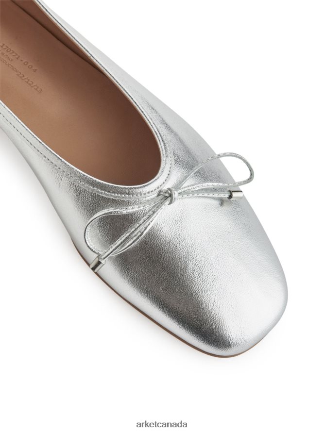 ARKET Footwear 4L826J714 Silver Leather Ballerinas Women