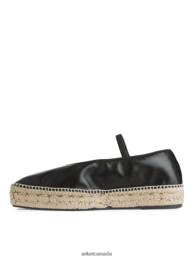 ARKET Footwear 4L826J715 Black/Beige Leather Espadrilles Women