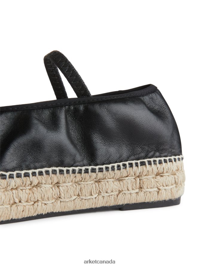 ARKET Footwear 4L826J715 Black/Beige Leather Espadrilles Women