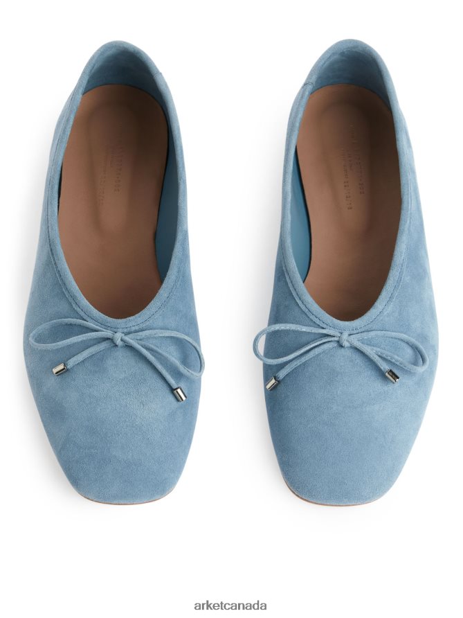 ARKET Footwear 4L826J716 Light Blue Suede Ballerina Women