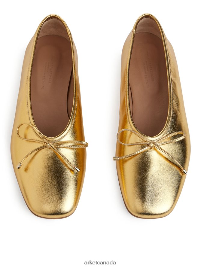 ARKET Footwear 4L826J719 Gold Leather Ballerinas Women