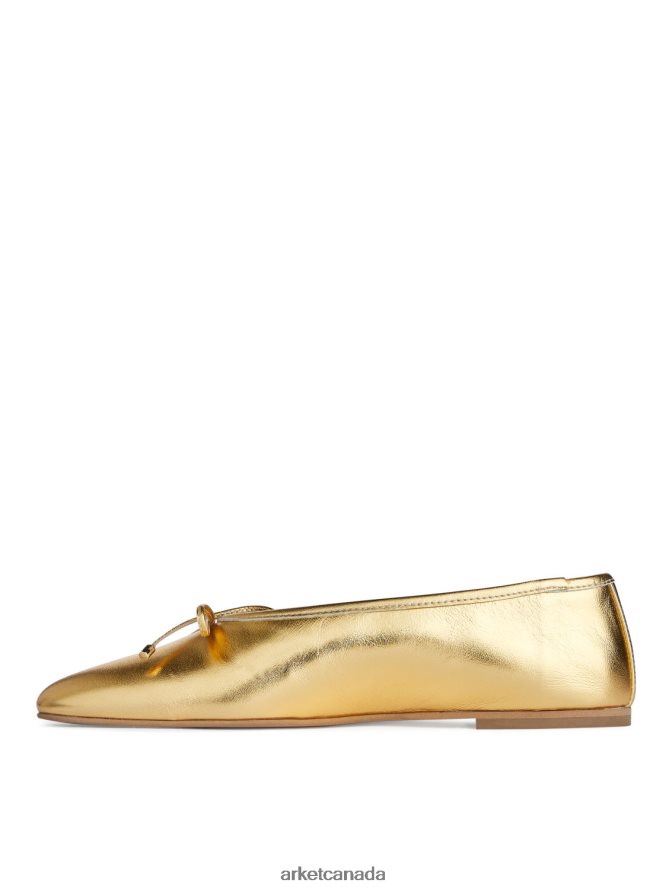 ARKET Footwear 4L826J719 Gold Leather Ballerinas Women