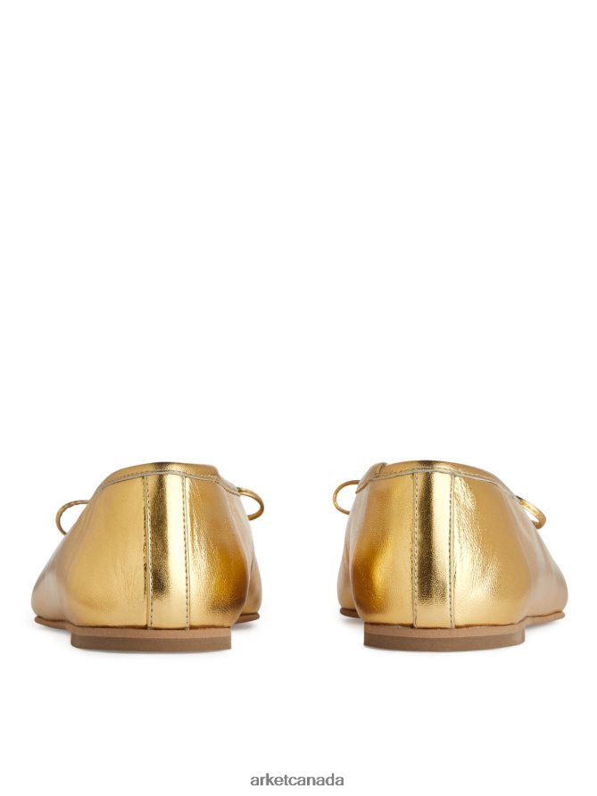 ARKET Footwear 4L826J719 Gold Leather Ballerinas Women