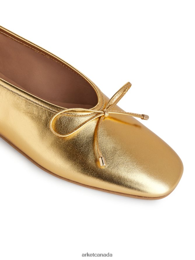 ARKET Footwear 4L826J719 Gold Leather Ballerinas Women