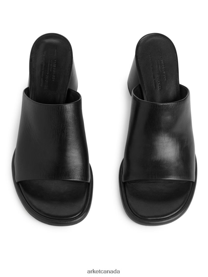 ARKET Footwear 4L826J692 Black Flare-Heel Leather Mules Women