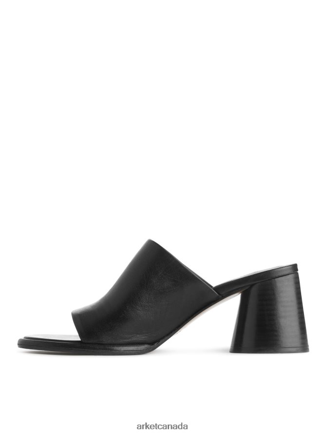 ARKET Footwear 4L826J692 Black Flare-Heel Leather Mules Women