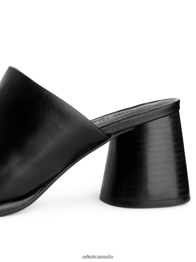 ARKET Footwear 4L826J692 Black Flare-Heel Leather Mules Women