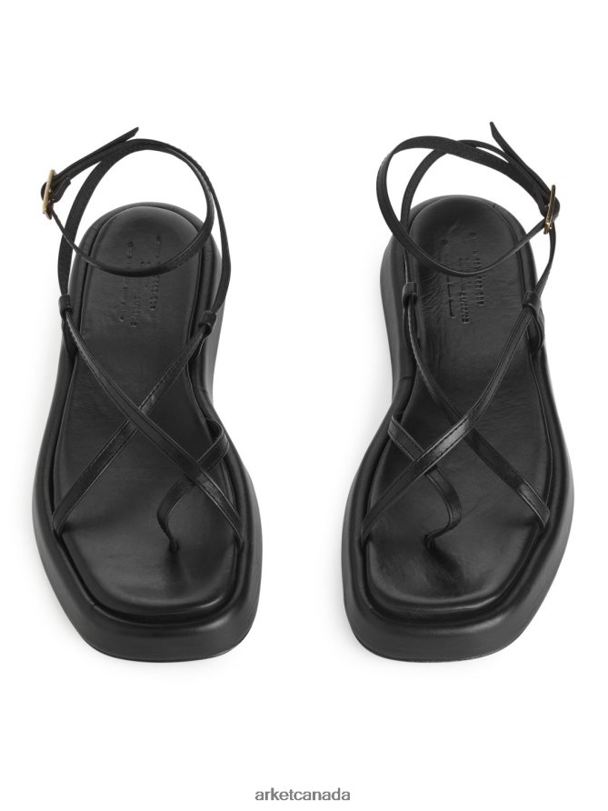 ARKET Footwear 4L826J628 Black Leather Strap Sandals Women