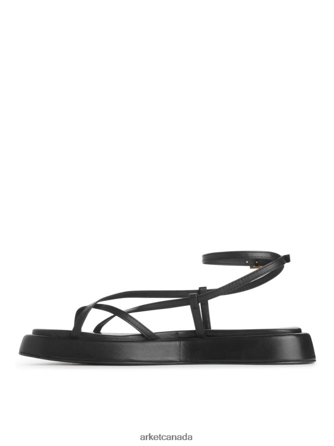 ARKET Footwear 4L826J628 Black Leather Strap Sandals Women