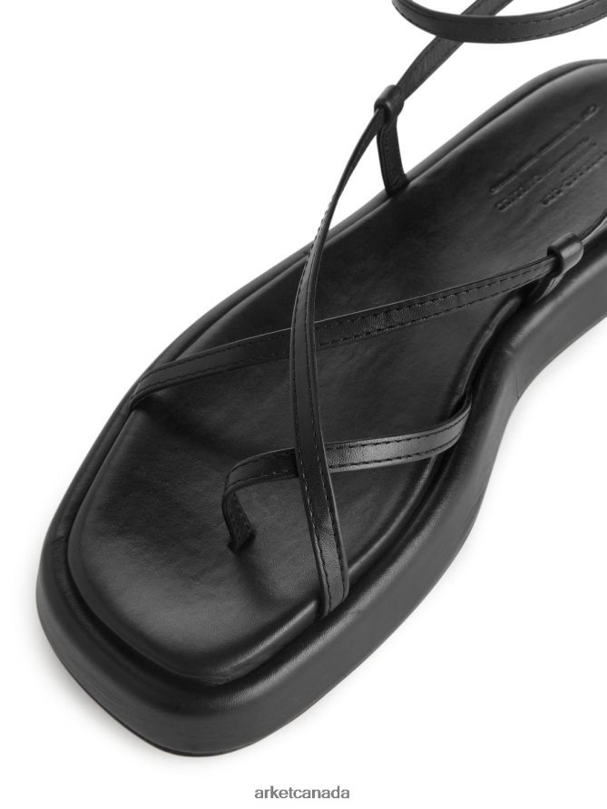 ARKET Footwear 4L826J628 Black Leather Strap Sandals Women