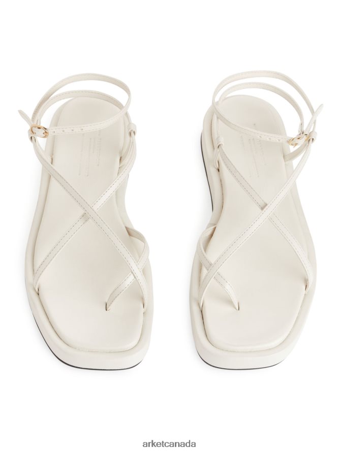 ARKET Footwear 4L826J632 White Leather Strap Sandals Women