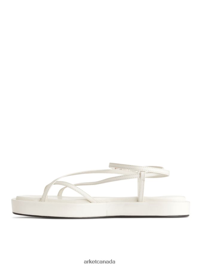 ARKET Footwear 4L826J632 White Leather Strap Sandals Women