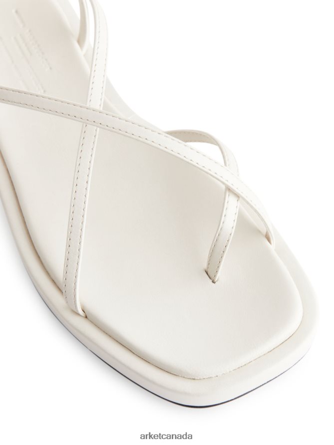 ARKET Footwear 4L826J632 White Leather Strap Sandals Women