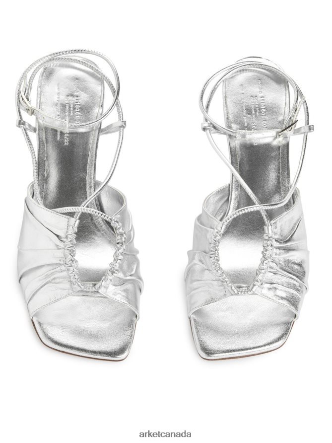 ARKET Footwear 4L826J693 Silver Heeled Leather Sandals Women