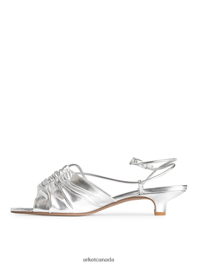 ARKET Footwear 4L826J693 Silver Heeled Leather Sandals Women