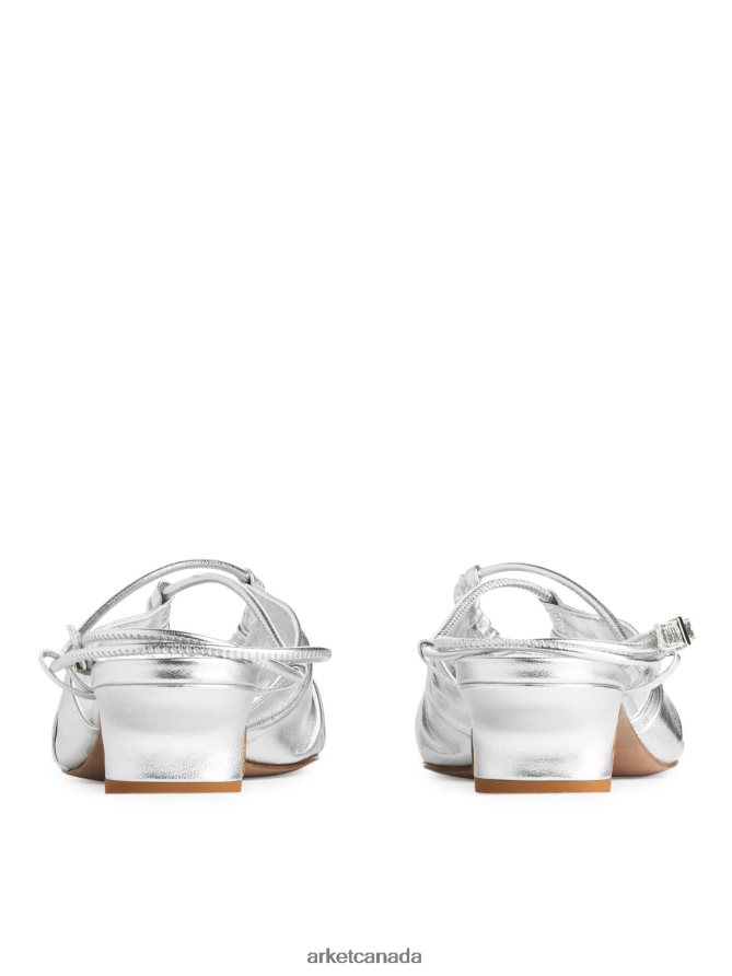 ARKET Footwear 4L826J693 Silver Heeled Leather Sandals Women