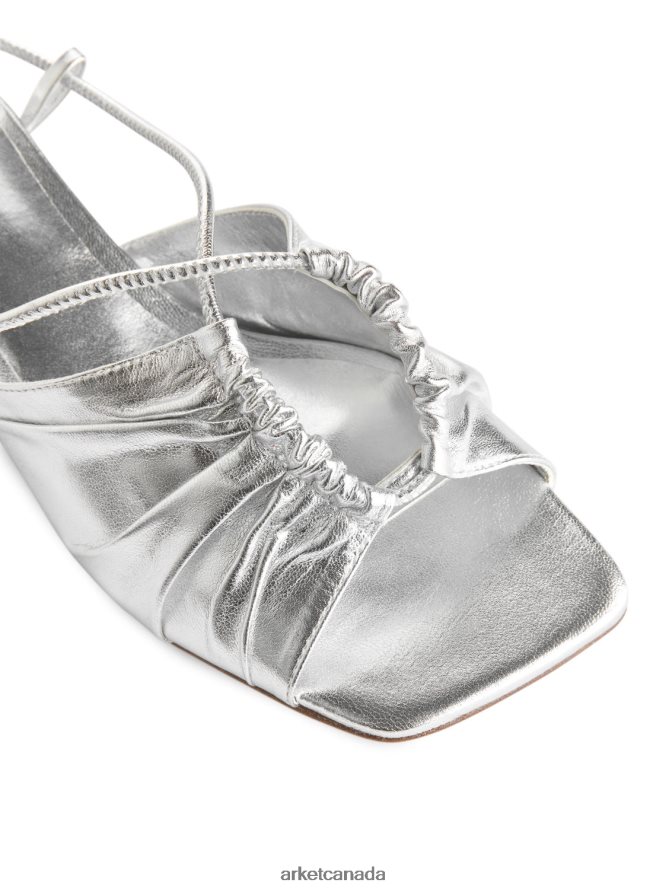 ARKET Footwear 4L826J693 Silver Heeled Leather Sandals Women