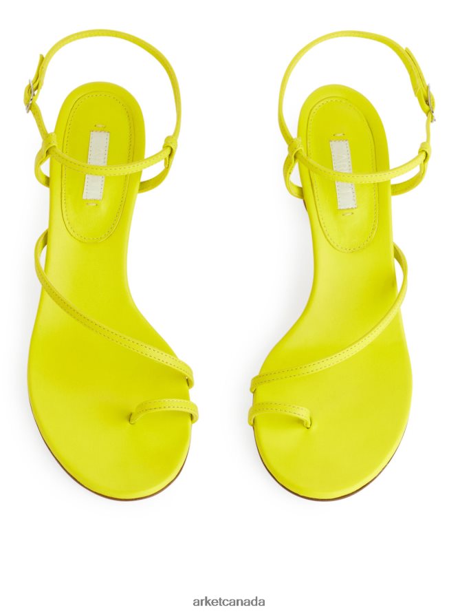 ARKET Footwear 4L826J695 Neon Yellow Heeled Leather Sandals Women