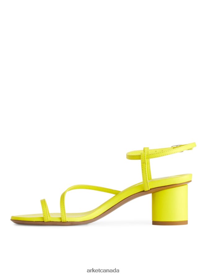 ARKET Footwear 4L826J695 Neon Yellow Heeled Leather Sandals Women