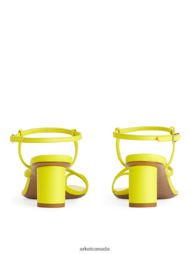 ARKET Footwear 4L826J695 Neon Yellow Heeled Leather Sandals Women