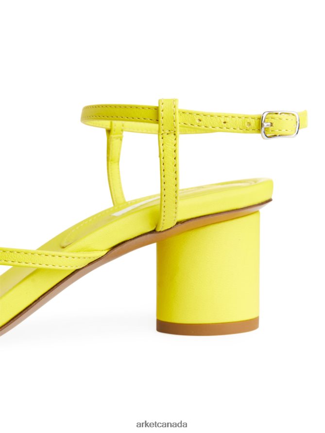 ARKET Footwear 4L826J695 Neon Yellow Heeled Leather Sandals Women