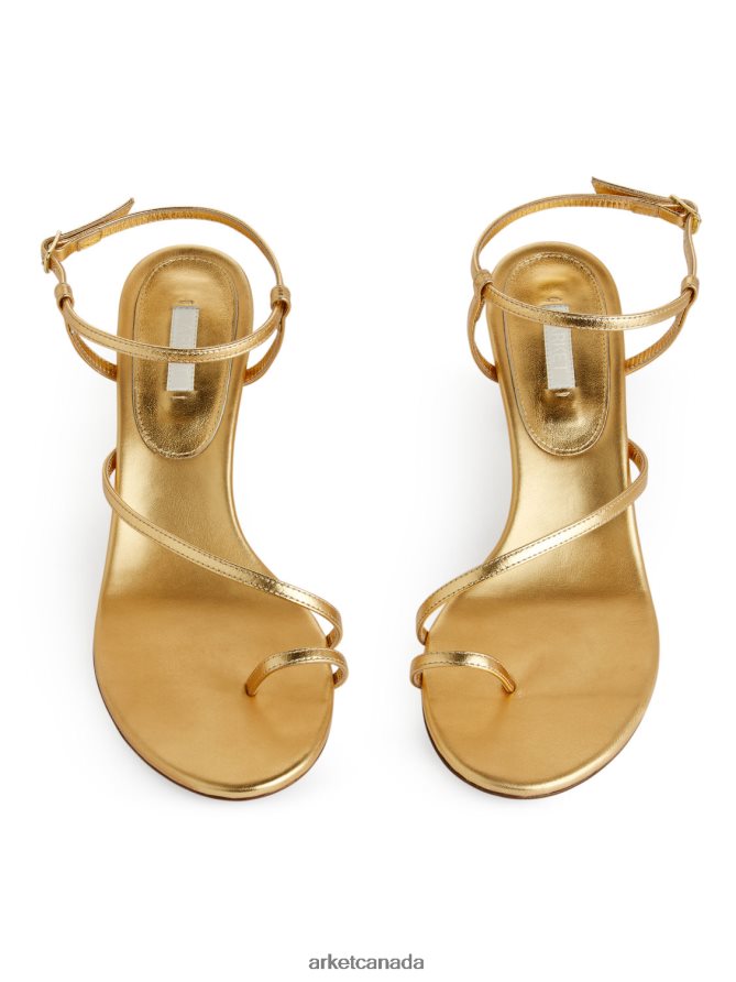 ARKET Footwear 4L826J697 Gold Heeled Leather Sandals Women