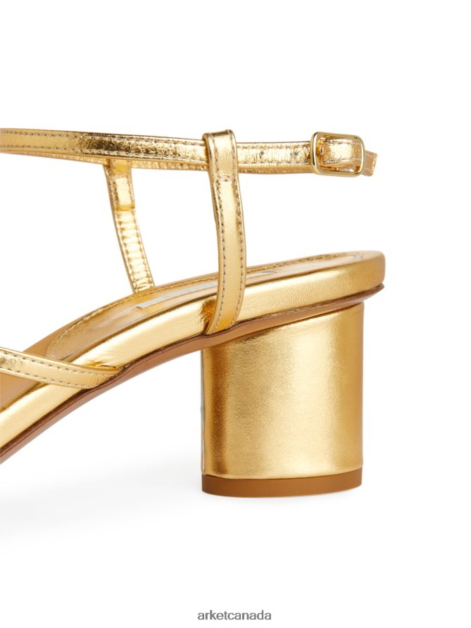 ARKET Footwear 4L826J697 Gold Heeled Leather Sandals Women