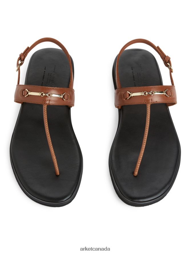 ARKET Footwear 4L826J706 Brown Leather Thong Sandals Women