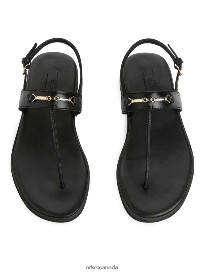ARKET Footwear 4L826J707 Black Leather Thong Sandals Women
